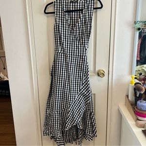 SHEIN Gingham wrap dress with ruffle trim